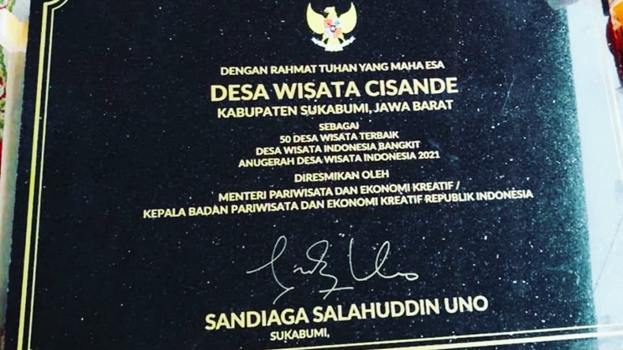 desa wisata, cisande, sukabumi, desa wisata terbaik, anugerah desa wisata, budaya, masyarakat ramah, desa pemberi senyuman, sandiaga uno, menparekraf,